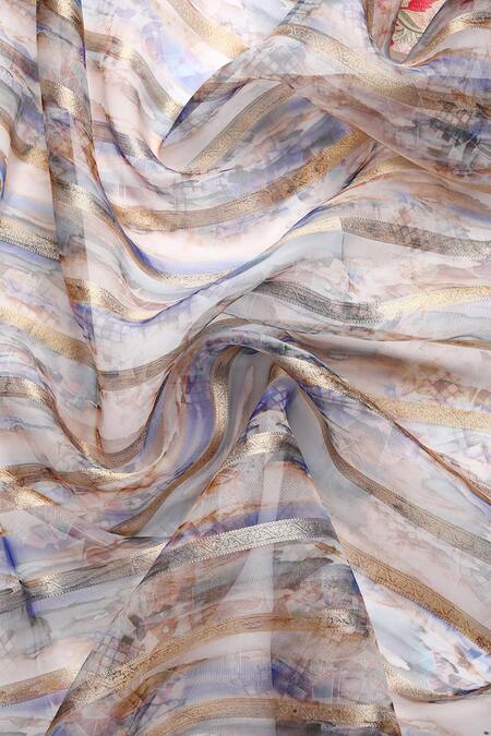 Buy Sayisha Beige Organza Printed Abstract Saree With Running Blouse Buy_Sayisha_Beige Organza Printed Abstract Saree With Running Blouse