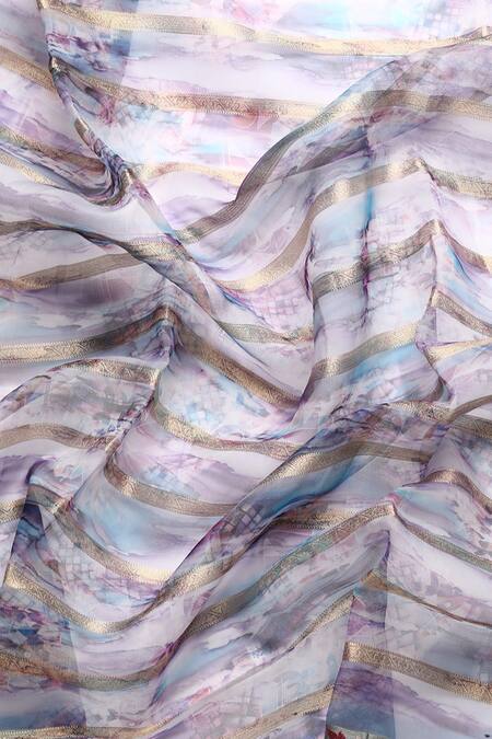 Buy Sayisha Purple Cotton Woven Stripe Printed And Embroidered Saree With Running Blouse Buy_Sayisha_Purple Cotton Woven Stripe Printed And Embroidered Saree With Running Blouse