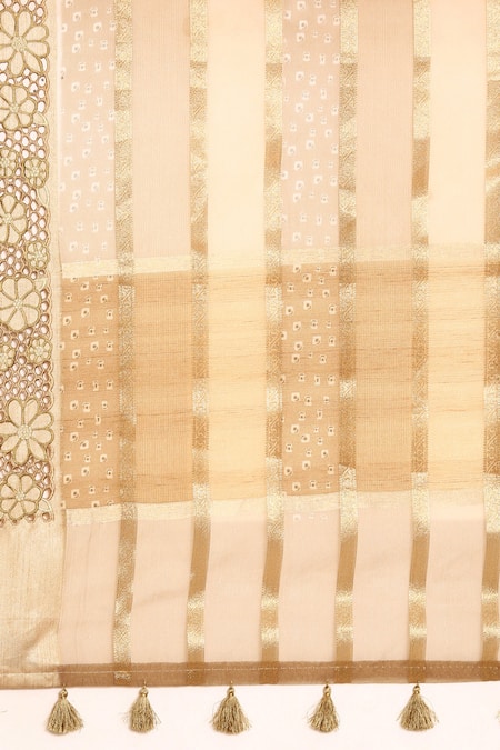 Shop Sayisha Yellow Cotton Woven Stripe Floral Cut Work Bordered Saree With Running Blouse Online at Aza Fashions Shop_Sayisha_Yellow Cotton Woven Stripe Floral Cut Work Bordered Saree With Running Blouse_Online_at_Aza_Fashions