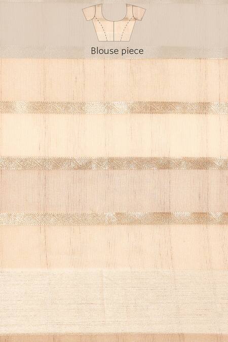 Shop Sayisha Yellow Cotton Woven Stripe Floral Cut Work Bordered Saree With Running Blouse Shop_Sayisha_Yellow Cotton Woven Stripe Floral Cut Work Bordered Saree With Running Blouse