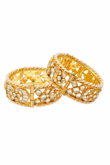 MAISARA JEWELRY Gold Plated Kundan Studded Bangles - Set Of 2