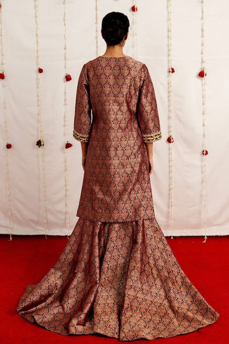 Mimamsaa Aroos Silk Brocade Kurta Gharara Set 