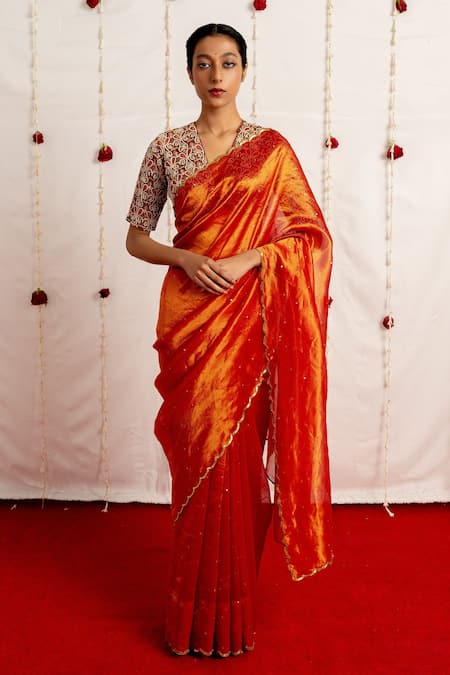 Mimamsaa Chandni Saree With Brocade Silk Blouse 