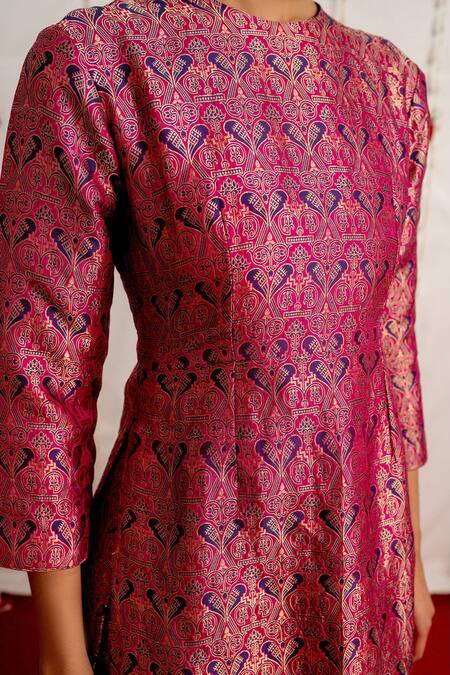 Mimamsaa Purple Brocade Silk Kurta And Sharara And Organza Silk Maan Set at Aza Fashions Mimamsaa_Purple Brocade Silk Kurta And Sharara And Organza Silk Maan Set _at_Aza_Fashions