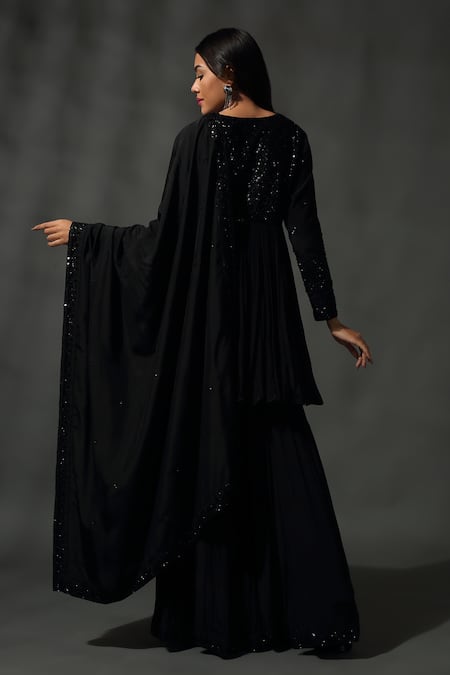 Priyanka Jain Floral Jaal Embroidered Peplum Kurta Sharara Set 