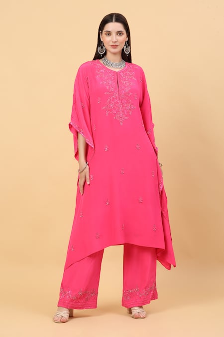 Priyanka Jain Tonal Floral Embroidered Kaftan With Palazzo 