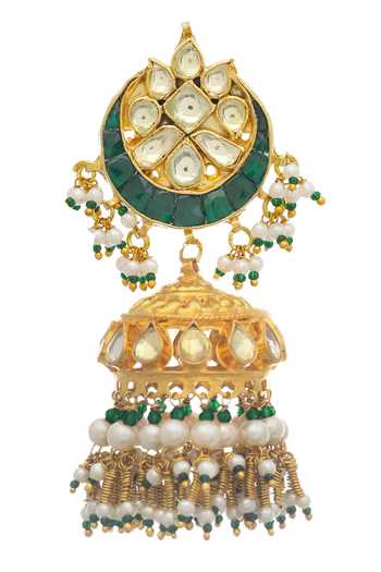 Shop MAISARA JEWELRY Green Stones, Beads, Pearls Cut Work Jadau Necklace Set Online at Aza Fashions Shop_MAISARA JEWELRY_Green Stones, Beads, Pearls Cut Work Jadau Necklace Set_Online_at_Aza_Fashions