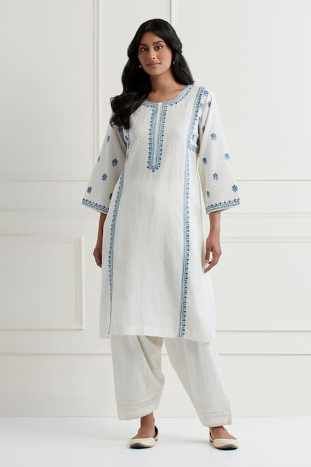 Nemaani Tonal Thread Embroidered Kurta & Salwar Set 