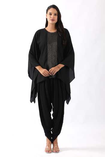Nemaani Nalki Embroidered Placket Kaftan With Dhoti Pant 