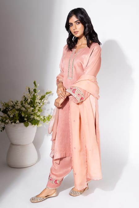 Nemaani Prism Mirror Yoke Embroidered Kurta Set 