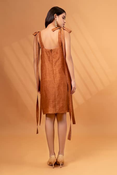 Therealb Solid Tie-Up Strap Dress 