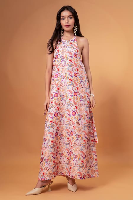 TheRealB Retro Floral Print Maxi Dress 