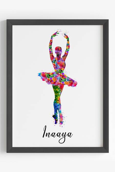 My Kids Wall_Black Engineered Wood Print Dancing Ballerina Personalized Wall Art_Online_at_Aza_Fashions