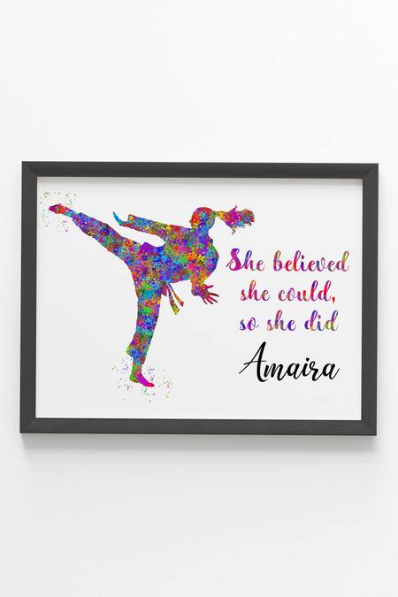 My Kids Wall Black Engineered Wood Print Karate Girl Personalized Wall Art
