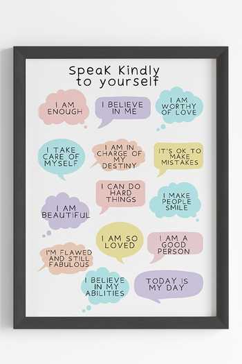 My Kids Wall_Black Engineered Wood Speak Kindly To Yourself Wall Art_Online_at_Aza_Fashions