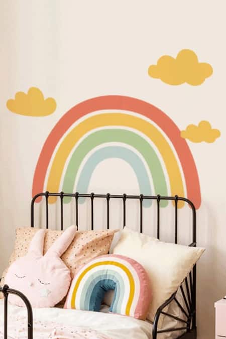 My Kids Wall Multi Color Vinyl Sticker Print Wish On A Rainbow Personalised Wall 6 Pcs Set