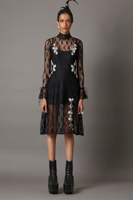 Quod Swing Floral Lace Embroidered Dress 