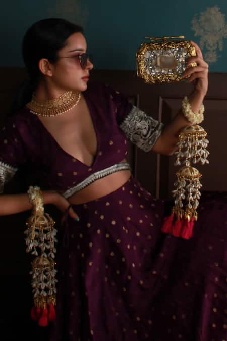 Shop_The Tan Clan_Gold Crystals, Stones Burj Mother Of Pearls Embellished Clutch _Online_at_Aza_Fashions