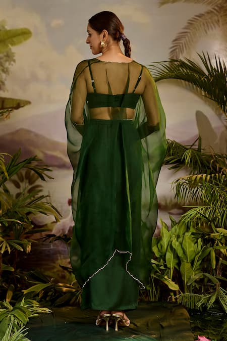 Baise Gaba Green Satin, Silk Rhinestones, Zari Round Neck Amulya Work Bustier Online at Aza Fashions Baise Gaba_Green Satin, Silk Rhinestones, Zari Round Neck Amulya Work Bustier _Online_at_Aza_Fashions