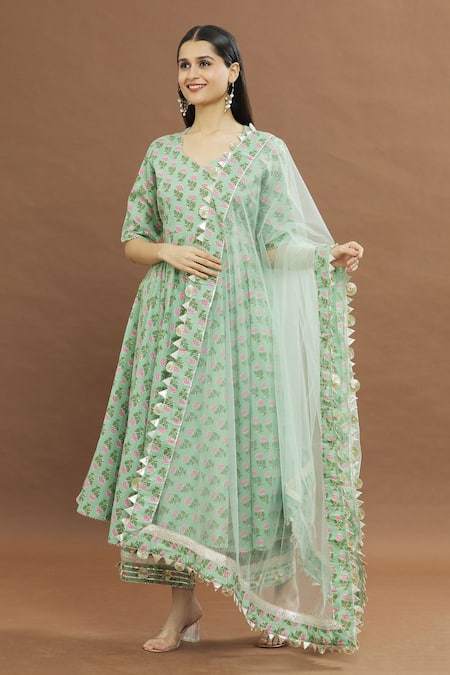 POMCHA JAIPUR Floral Print Anarkali Set 