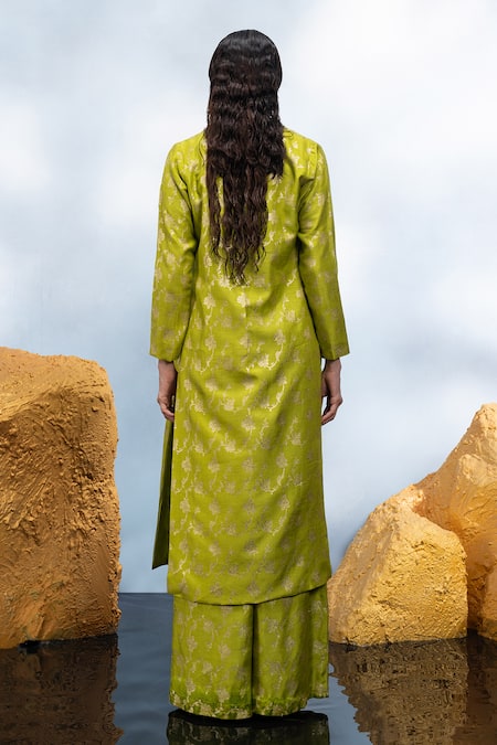 Mona And Vishu Zari Work Trench Coat Wide Leg Pant 