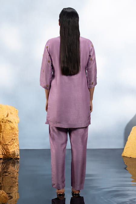 Mona And Vishu Crystal Embroidered Tunic & Pant Set 