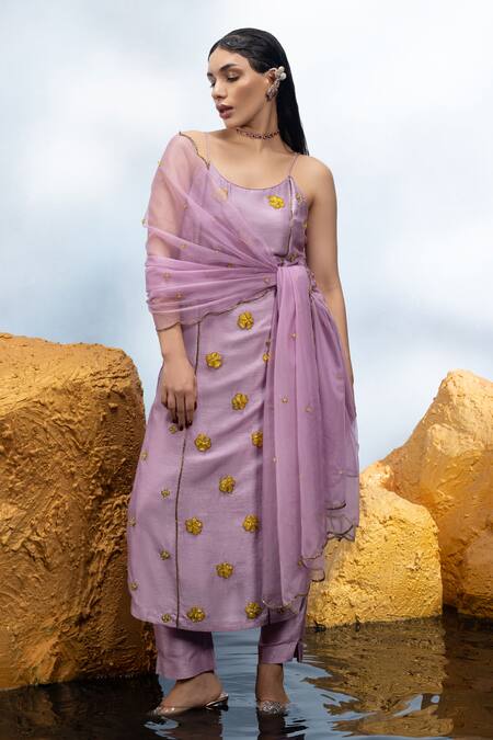 Mona And Vishu Candy Flower Embellished Kurta Pant Set 