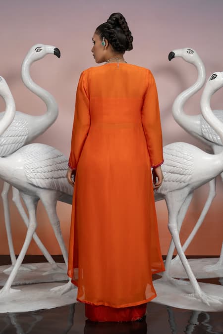 Mona And Vishu Bead Embroidered Crop Top & Pant Set 