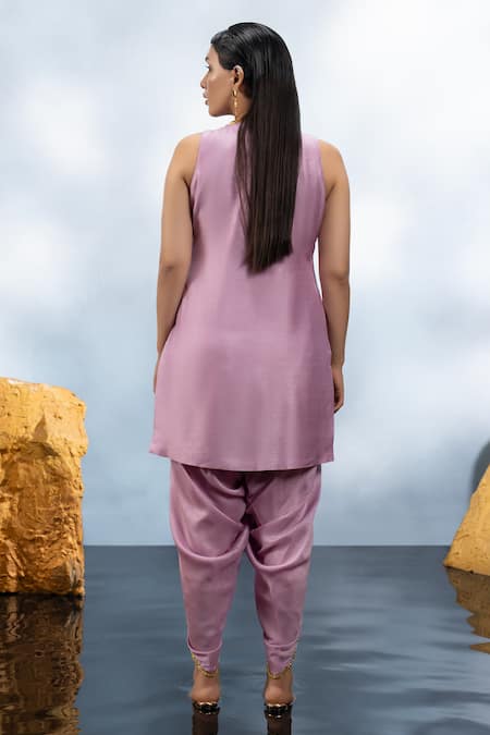 Mona And Vishu Candy Floral Embroidered Tunic Tulip Pant Set 