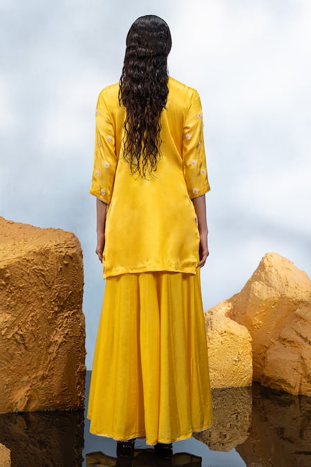 Mona And Vishu Crystal Bahar Embroidered Kurta Sharara Set 