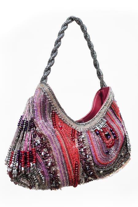 Born Flash Maroon Agate Radiance Embellished Handbag 