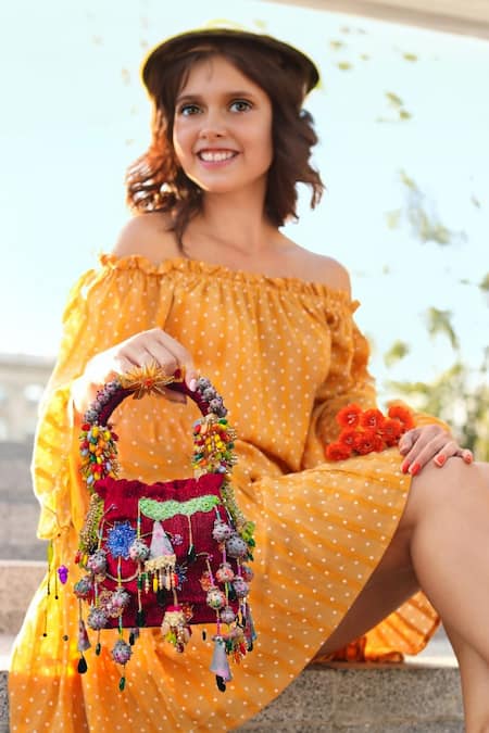 Born Flash Multi Color Beads Embellished Bag 