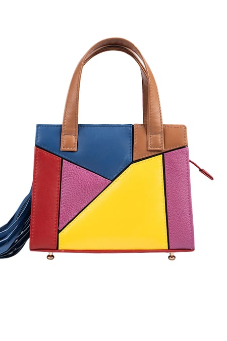 Buy_Born Flash_Multi Color Tassels Prisma Leather Bag_Online_at_Aza_Fashions