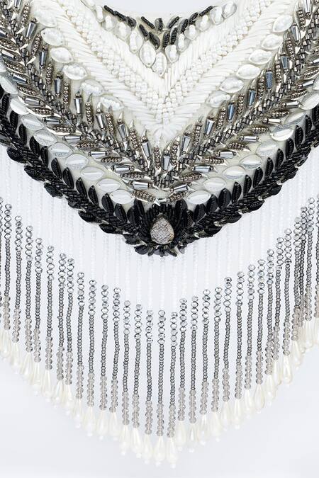 Shop Born Flash White Pearls, Beads, Metallic Thread And Sequin Embellished Handbag Online at Aza Fashions Shop_Born Flash_White Pearls, Beads, Metallic Thread And Sequin Embellished Handbag _Online_at_Aza_Fashions