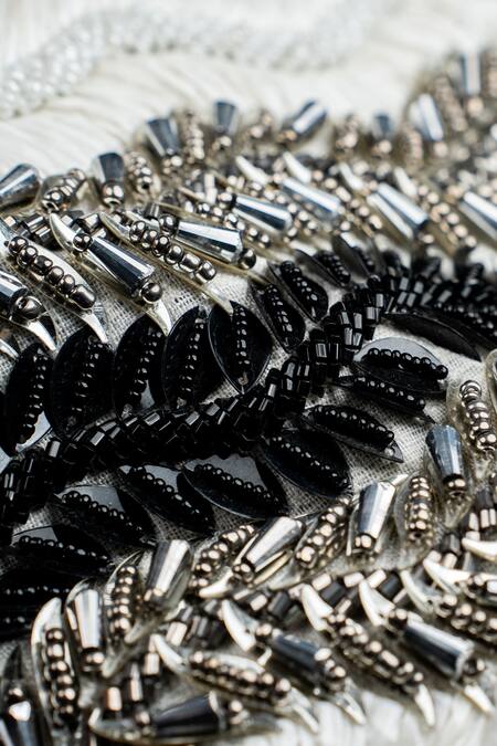 Shop_Born Flash_White Beads, Metallic Thread, Wild Soul Pearl And Sequin Embellished Bag _Online_at_Aza_Fashions