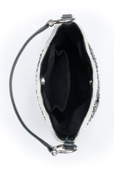 Born Flash_White Beads, Metallic Thread, Wild Soul Pearl And Sequin Embellished Bag _at_Aza_Fashions
