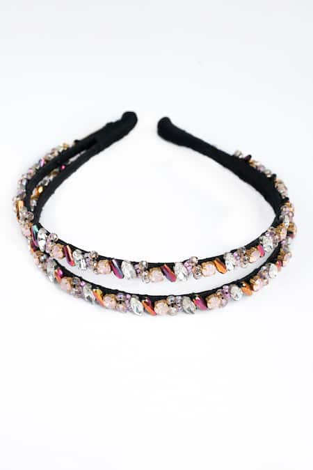 Born Flash Pink Embellished Queen Double Layer Hair Band 