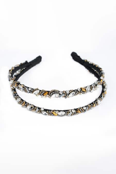 Born Flash Double Layered Crystal Embellished Hair Band 