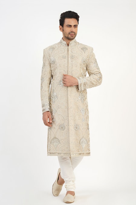 Sankalan - Men Hand Embroidered Sherwani Churidar Set 