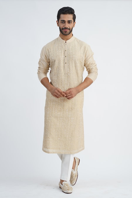 Sankalan - Men Dori Embroidered Kurta & Straight Pant Set 