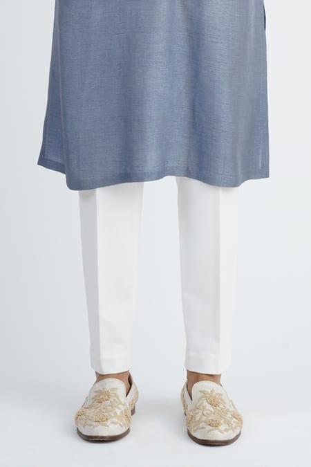 Sankalan - Men_Gray Cotton Silk Embroidered Floral Grey Bundi Jacket Set _at_Aza_Fashions