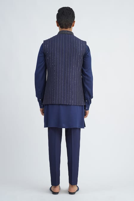 Sankalan - Men Beaded Hand Embroidered Bundi Jacket Set 