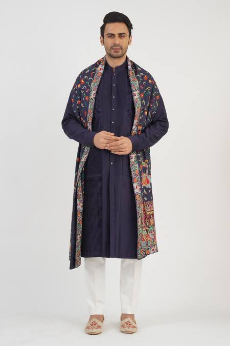 Sankalan - Men Solid Chanderi Kurta & Pant Set 