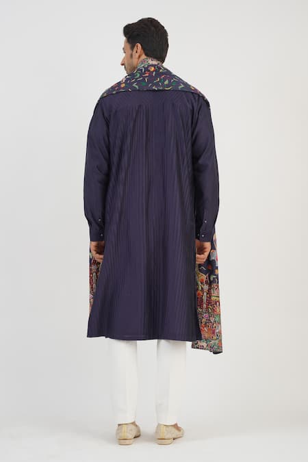 Sankalan - Men Solid Chanderi Kurta & Pant Set 