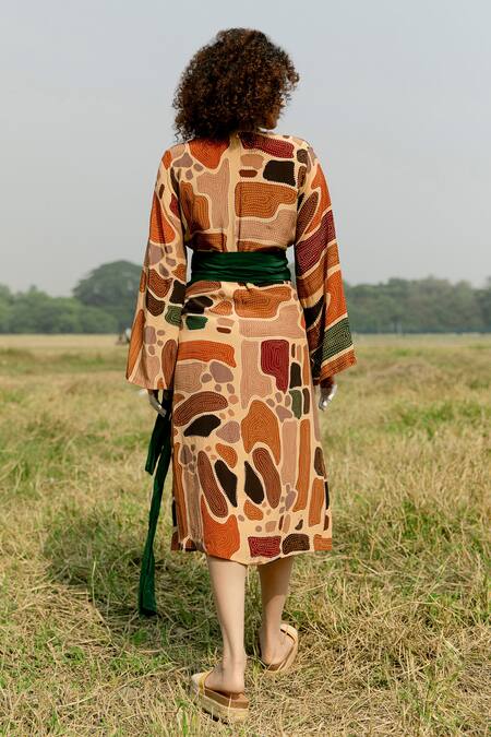 Label Shristi Chetani Wrap It Up Asymmetric Printed Wrap Dress 