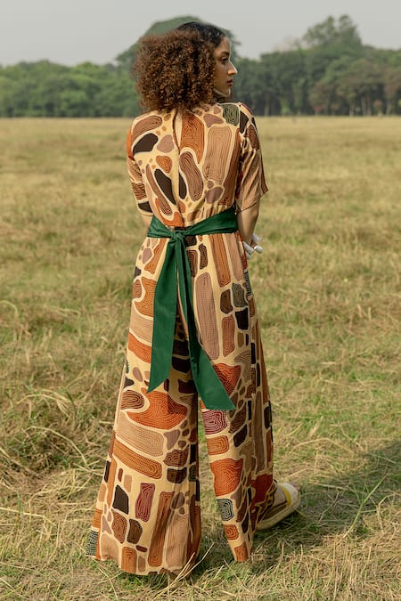 Label Shristi Chetani Pleat In Geometric Print Jumpsuit 