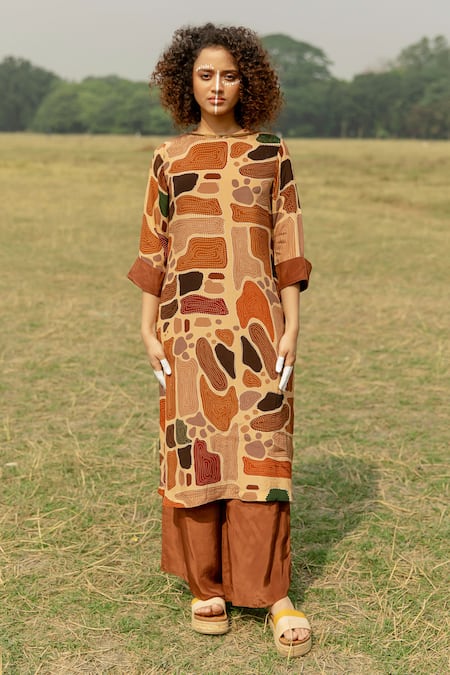 LABEL SHRISTI CHETANI Come Abode Geometric Print Kurta & Palazzo Set 