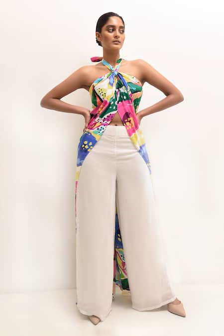 Rimi Nayak Floral Abstract Print Long Top With Pant 