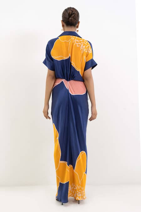 Rimi Nayak Floral Print Draped Shirt Dress 