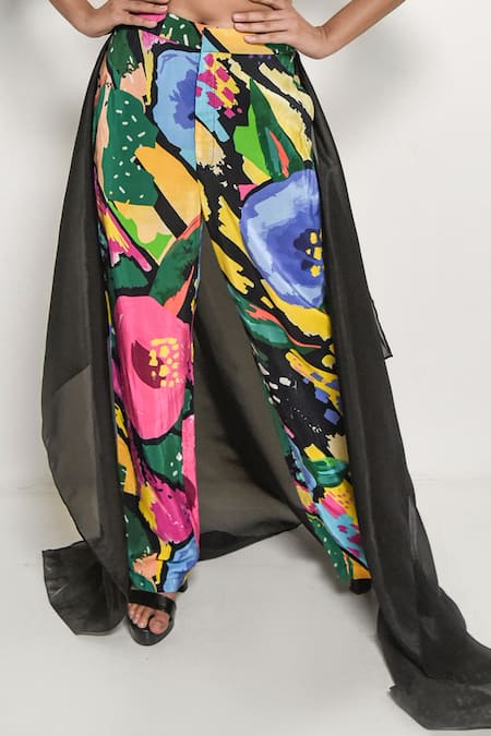 Rimi Nayak_Multi Color Crepe, Modal Printed Trail Pant _Online_at_Aza_Fashions